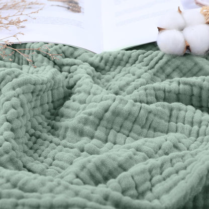 Muslin Blanket 100% Organic Cotton Throw Large 50" X 60" for Bed Couch Summer Gauze Blanket for Adults Lightweight and Breathable Dark Green