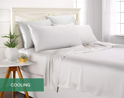 Pure Bamboo Full Sheets, Genuine 100% Organic Viscose Derived from Bamboo Bed Sheet Set, Luxuriously Soft & Cooling, Double Stitching, 2 Year Quality Promise (Full, White)
