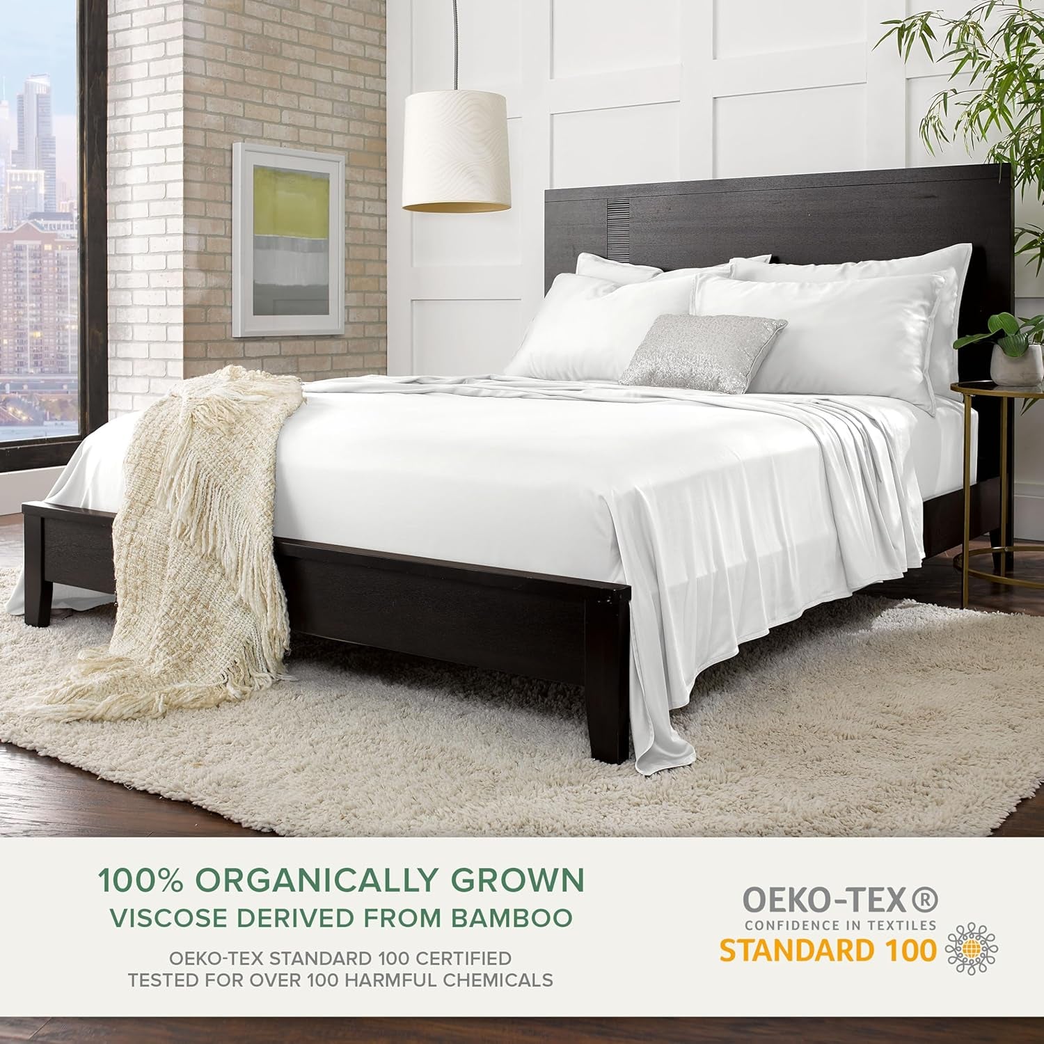 Pure Bamboo Full Sheets, Genuine 100% Organic Viscose Derived from Bamboo Bed Sheet Set, Luxuriously Soft & Cooling, Double Stitching, 2 Year Quality Promise (Full, White)